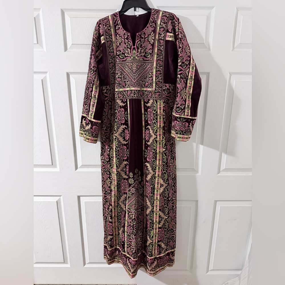 Elegant Multicolor Embroidered Dress Palestinian thob one time were ,sumake